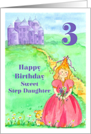 Happy 3rd Birthday Step Daughter Princess Castle Illustration card