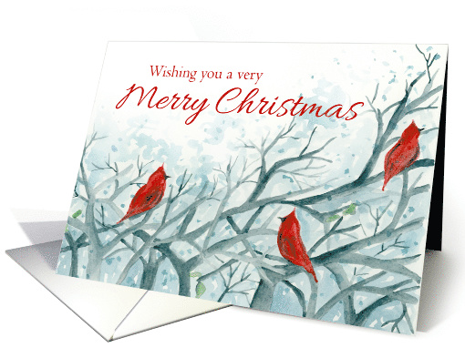 Merry Christmas Cardinal Birds Winter Trees card (1137460)