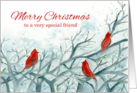 Merry Christmas Friend Cardinal Birds Winter Trees card