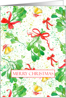 Merry Christmas Employee Bows Bells Botanical Spatter card