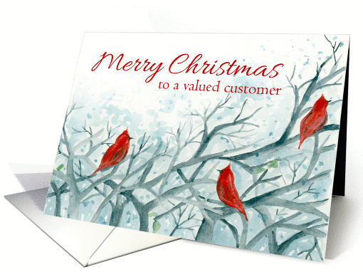 Merry Christmas Valued Customer Cardinal Birds Winter... (1139450)
