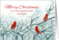 Merry Christmas Sister With Love Cardinal Birds card