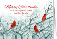 Merry Christmas Sister and Family Cardinals card