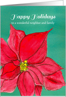 Merry Christmas Neighbor and Family Red Poinsettia card