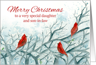 Merry Christmas Daughter and Son in Law Cardinal Birds Winter Trees card