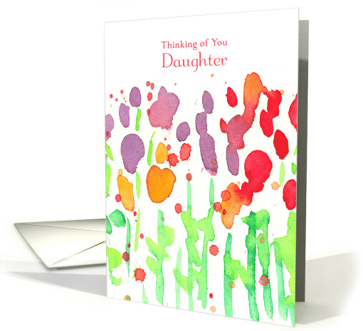 Thinking of You Daughter Watercolor Wildflower Dots card (114094)