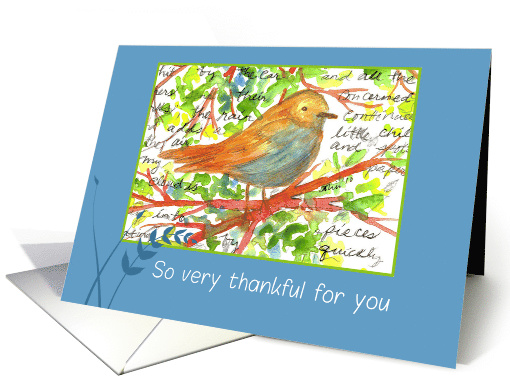 So Very Thankful For You Bird Collage Art card (114100)