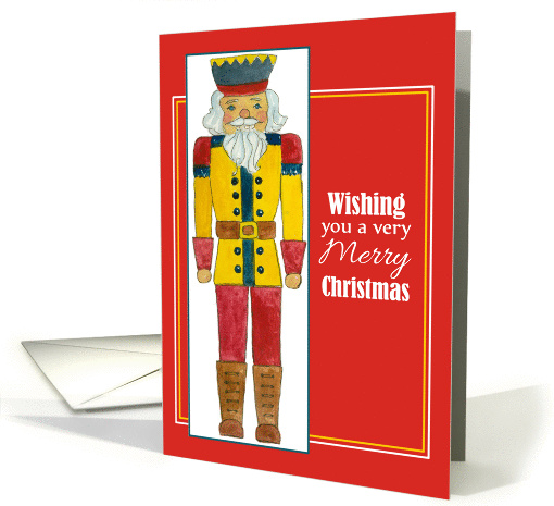 Nutcracker Merry Christmas Wishes Watercolor Illustration card