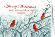 Merry Christmas Parents With Love Cardinal Birds card