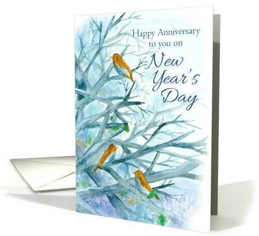 Happy Anniversary on New Year's Day Bluebirds Winter... (1144214)