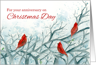 For Your Anniversary on Christmas Cardinal Bird card