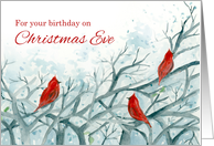 Happy Birthday on Christmas Eve Cardinals Trees card