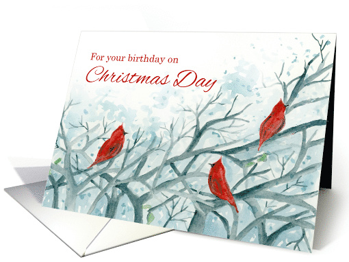 Happy Birthday on Christmas Day Cardinal Birds card (1144222)
