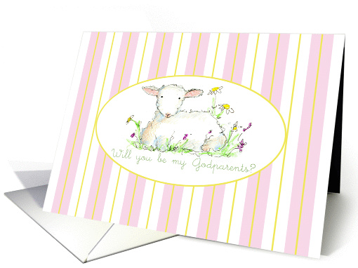 Will You Be My Godparents Invitation Lamb Art Drawing card (1144384)