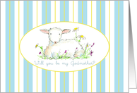Will You Be My Godmother Invitation Lamb Art Drawing card