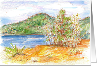 Mountain Lake Landscape Watercolor Sketch card