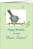 Happy Birthday Custom Name Card Gnatcatcher Bird Painting card