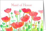 Maid of Honor Invitation Wedding Poppy Flowers card