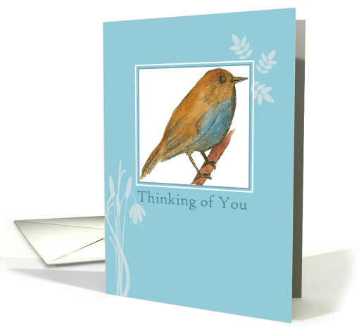 Thinking of You Bluebird Watercolor Plants card (1152664)