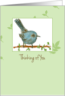 Thinking of You Gnatcatcher Bird Watercolor Painting card