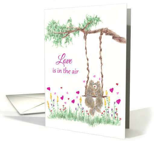 Happy Valentine's Day Love is in the Air Squirrels card (1153496)