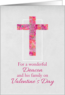 Happy Valentine’s Day Deacon and Family Watercolor Floral Cross card