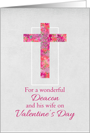 Happy Valentine’s Day Deacon and Wife Watercolor Floral Cross card