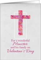 Happy Valentine’s Day Minister and Family Watercolor Floral Cross card