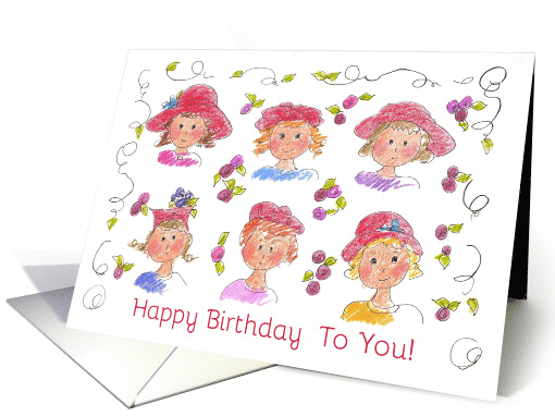 Happy Birthday Ladies in Red Hats Illustration card (1159366)
