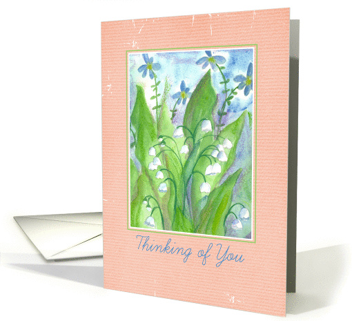 Thinking of You Lily of the Valley Flower Distressed Border card