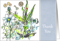 Thank You Botanical Floral Garden Art Lady Bugs card