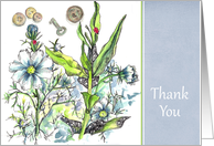 Thank You Cosmos Flowers Ladybug Blank card