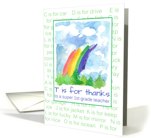 Thank You 1st Grade Teacher Rainbow Alphabet Words card (1161024)