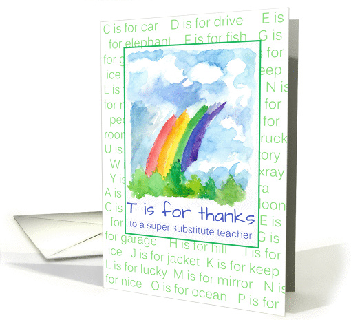 Thank You Substitute Teacher Rainbow Alphabet Letters card (1164052)