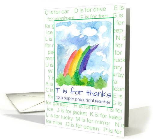 Thank You Preschool Teacher Rainbow Alphabet Letters card (1164064)