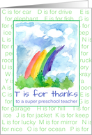 Thank You Preschool Teacher Rainbow Alphabet Letters card