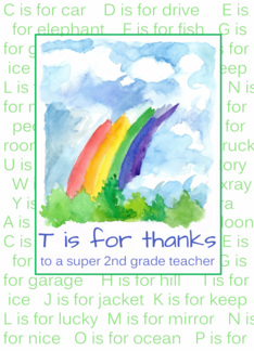 Thank You 2nd Grade Teacher Rainbow Alphabet Letters