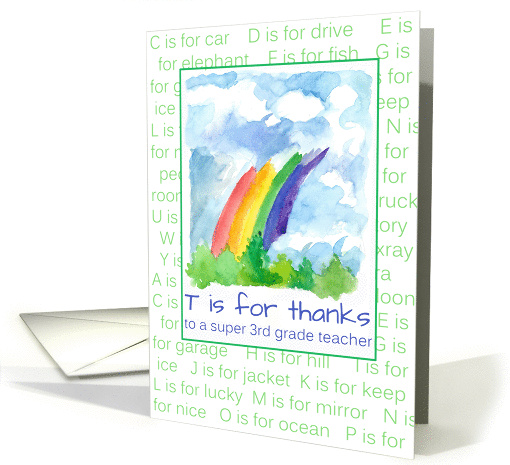 Thank You 3rd Grade Teacher Rainbow Alphabet Letters card (1164084)