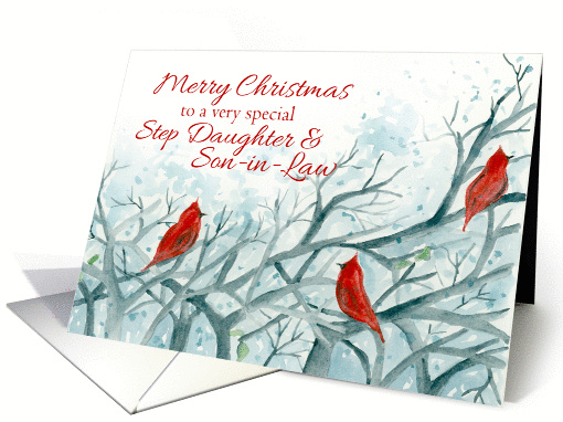 Merry Christmas Step Daughter Son in Law Red Cardinals card (1166496)