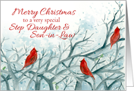 Merry Christmas Step Daughter Son in Law Red Cardinals card