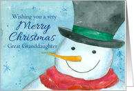 Merry Christmas Great Granddaughter Snowman card