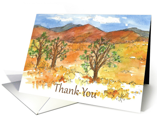 Thank You Autumn Desert Landscape Watercolor card (1174052)