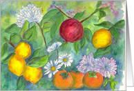 Thank You Card Fine Art Flowers Fruit Watercolor Painting card