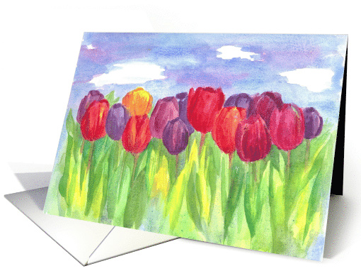 Thank You Friend Tulip Watercolor Flowers card (1174378)