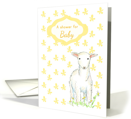 Baby Shower Lamb Yellow Invitation card (117455)