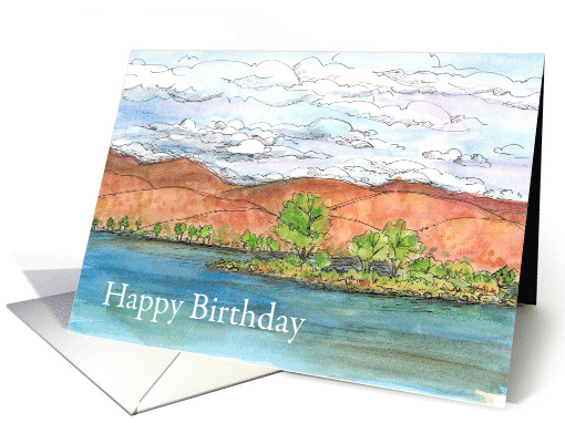 Happy Birthday Mountain Lake Clouds card (1174704)