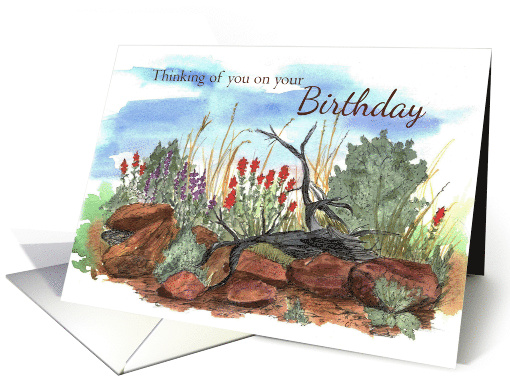 Happy Birthday Desert Wildflowers Indian Paintbrush card (1174770)