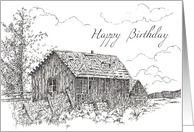 Happy Birthday Cabin Desert Black And White card