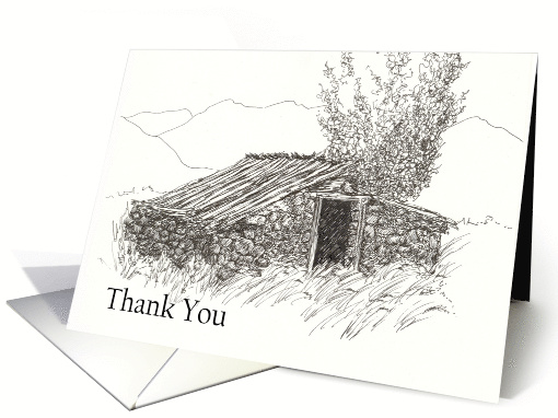 Thank You Rock House Desert Landscape Black and White card (1174798)