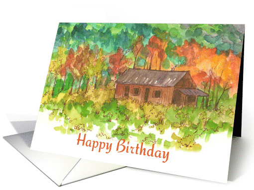 Happy Birthday Autumn Desert House Landscape card (1174814)